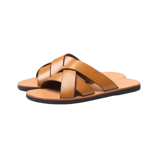 Leadon Leather Slip-On Slides in Canary