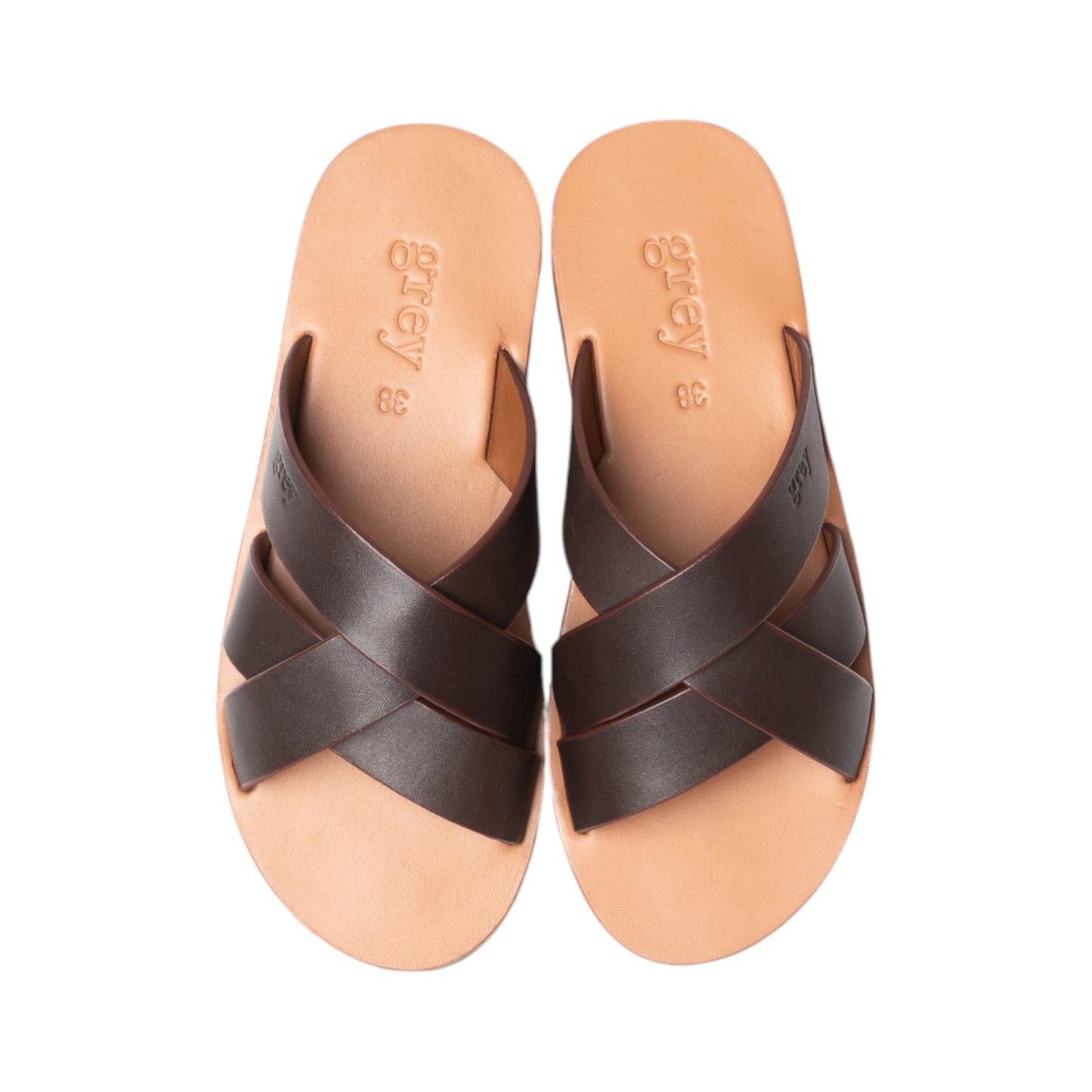 Leadon Leather Slip-On Slides in Oak