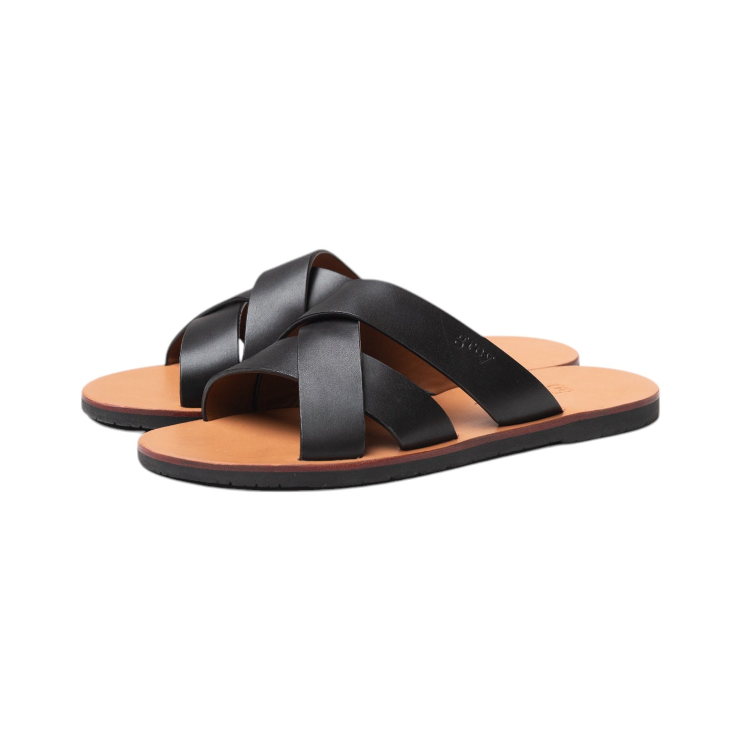 Leadon Leather Slip-On Slides in Black